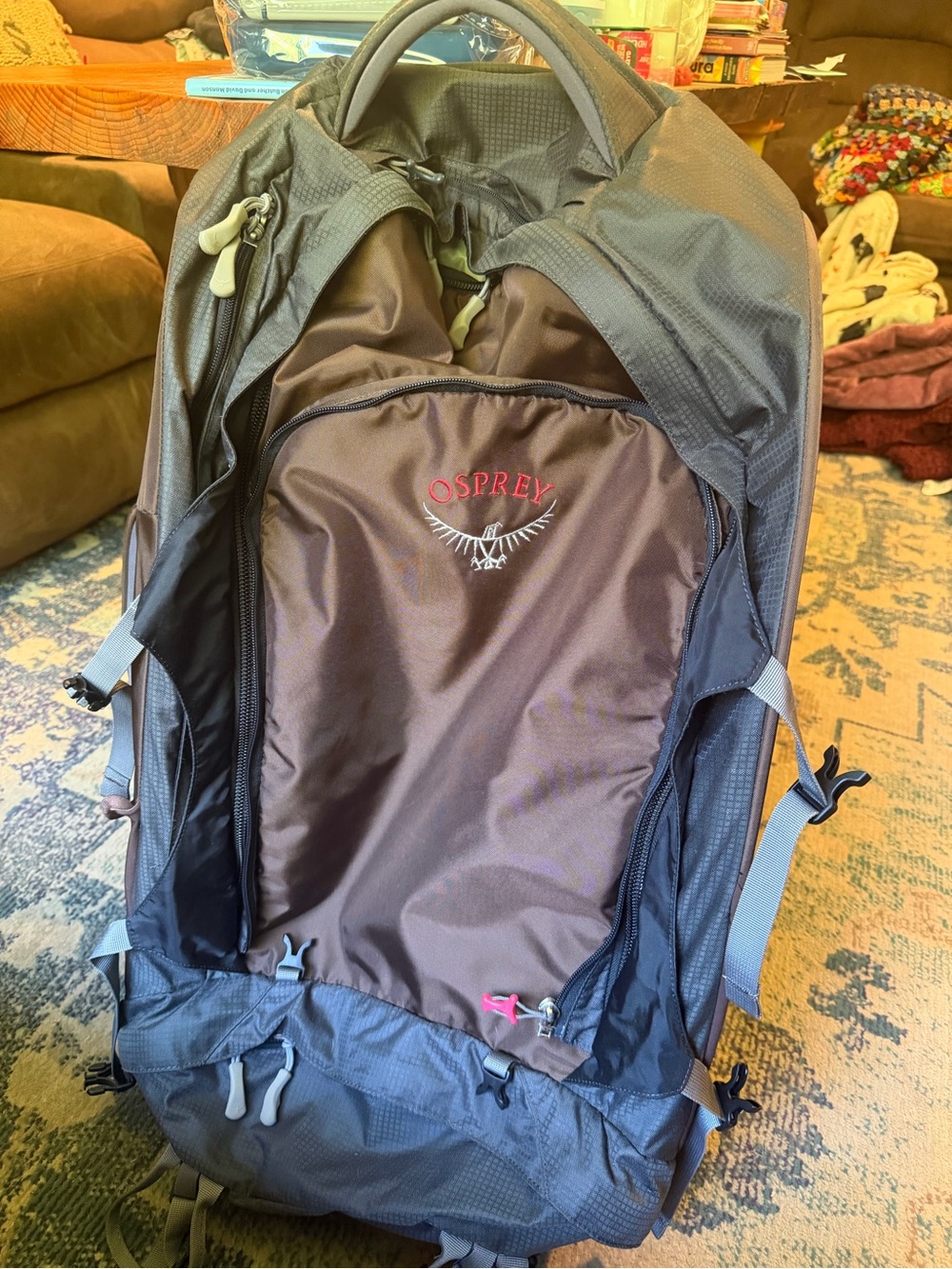 OSPREY Men's Charcoal and Brown Travel Backpack